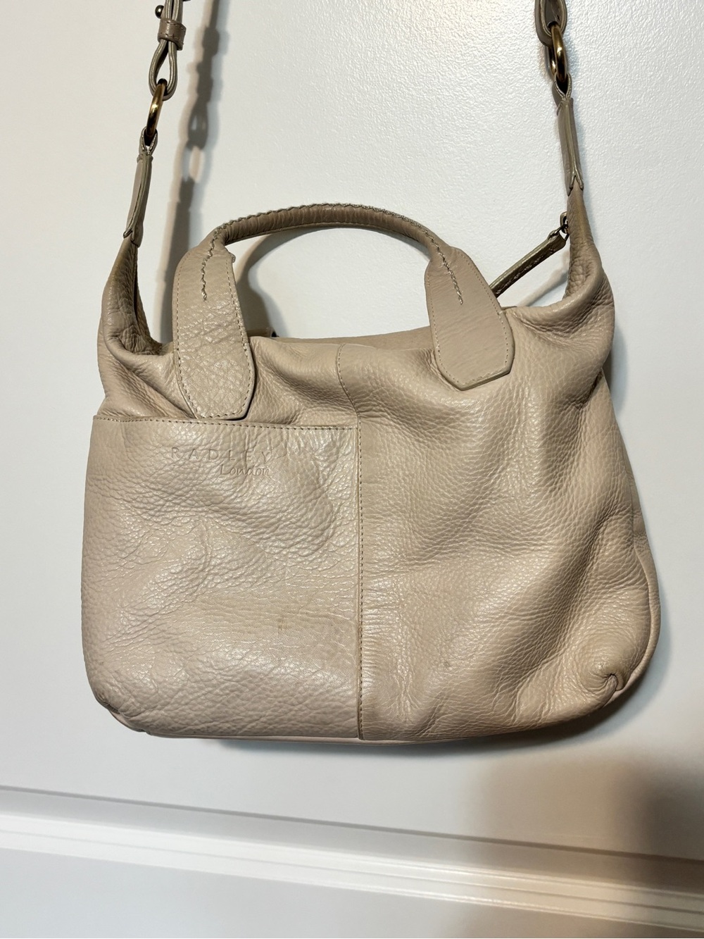 RADLEY LONDON Beige Leather Shoulder Bag with Ring Detail-Y2K Vintage - Picture 5 of 16